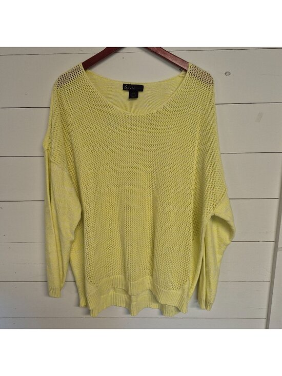 Lane Bryant Tops - Lane Bryant Women's Plus Size Yellow Open-Knit Sweater 26/28 Lightweight